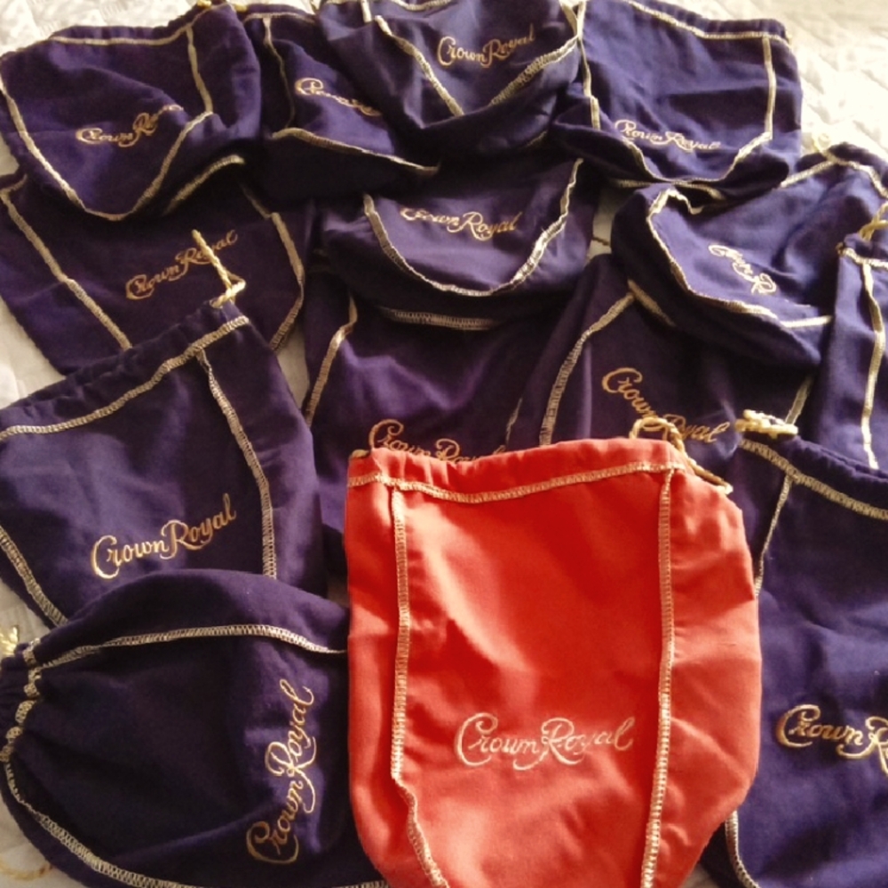 Crown Royal Purple and Peach Velvet Bags